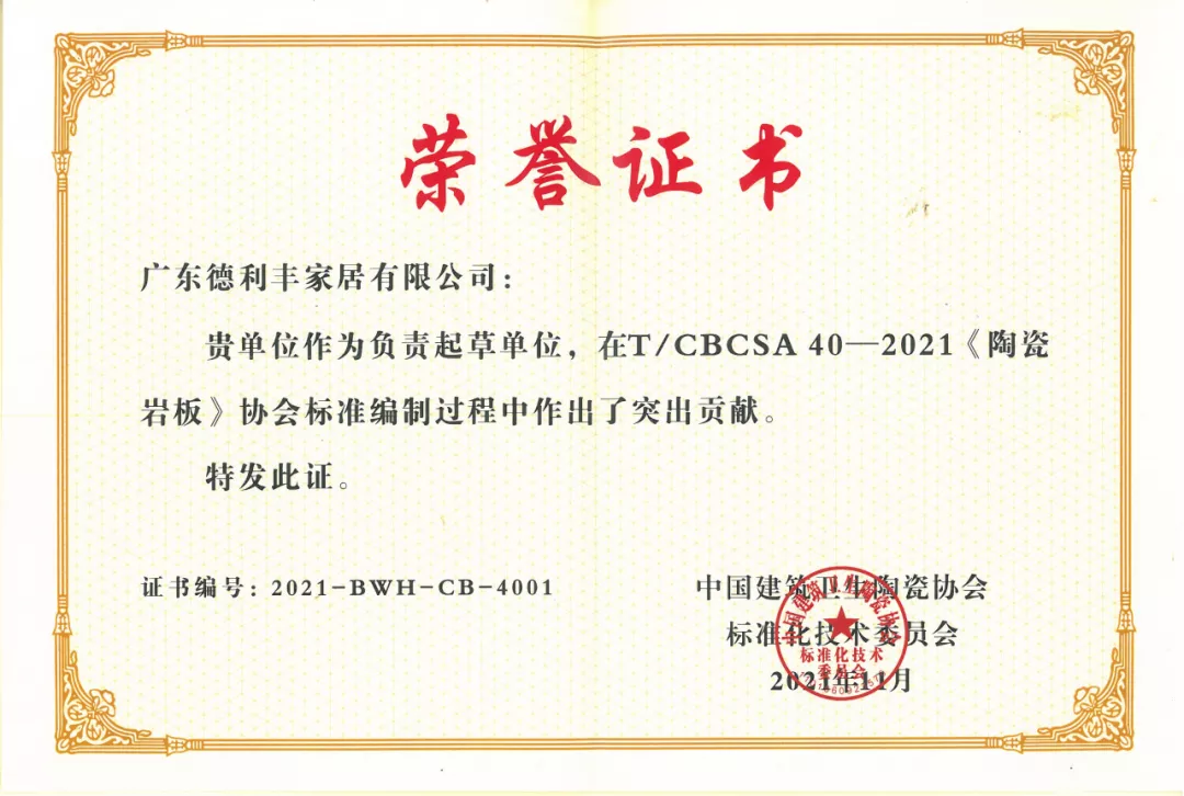 再鑲榮耀 | 德利豐為巖板標準起草作貢獻，榮膺“2021年度標準制定先進單位”(圖4)